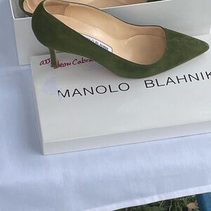 Manolo Blahnik Green Suede Pumps